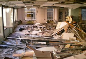 A photo of inside the house construction waste